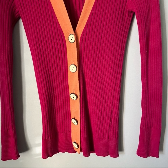 Old Navy Pink & Orange Ribbed Metal Button Cardigan Sweater Size Small - Picture 4 of 16
